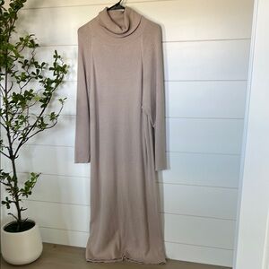 Free People Long Tan Turtleneck Sweater Dress